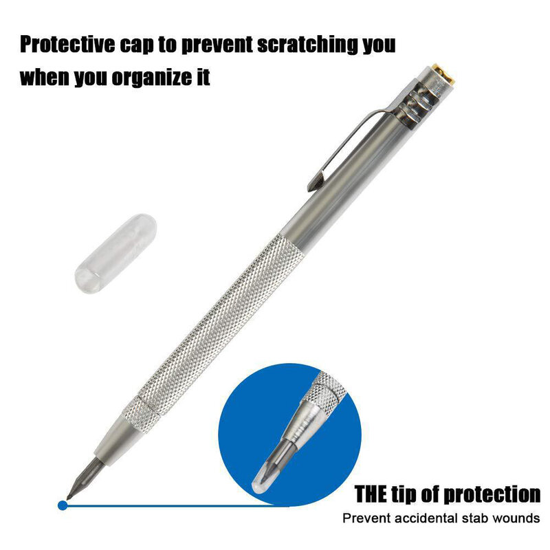 Penna Scriber durevole di alta qualità penna Scriber con punta in metallo duro di ricambio in acciaio inossidabile argento ceramica al carburo di tungsteno