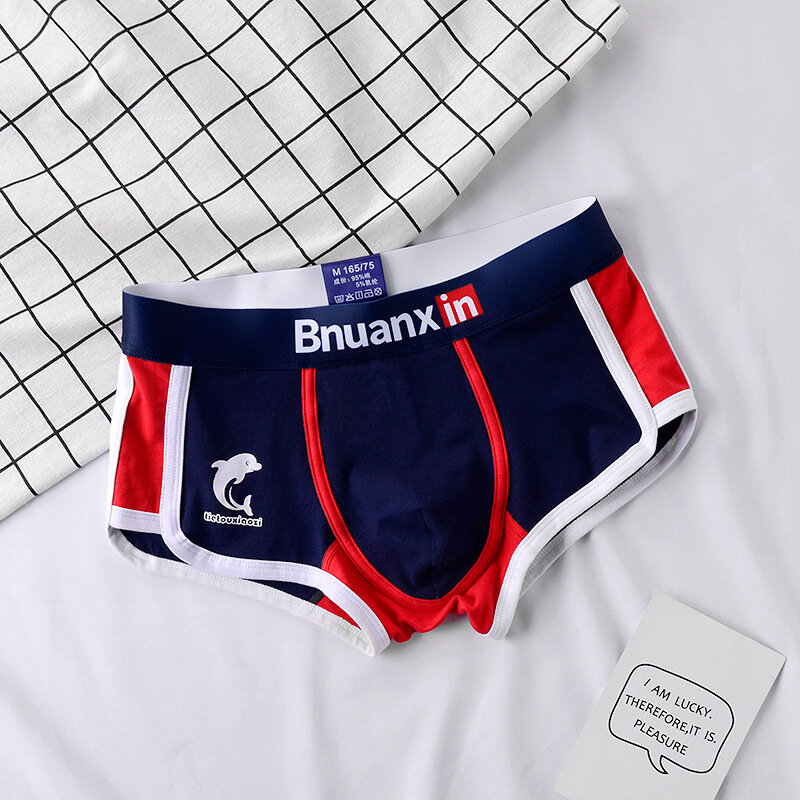 Man Underwear Fashion Youth Cotton Comfortable Breathable Boxer Shorts Men's Underpants Male Letter Print Sexy U Pouch Panties