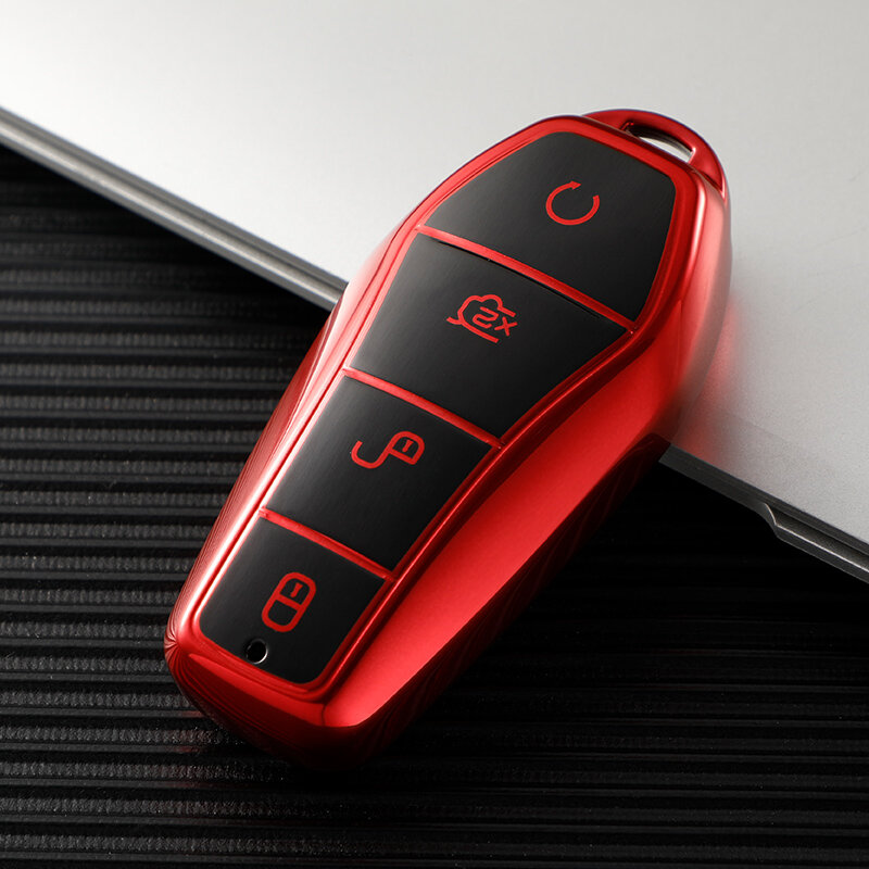 For BYD Qin Plusdmi Atto 3 Han EV Dolphin New Soft TPU Car Key Case 4 Buttons Remote Control Protect Cover Durable Accessories