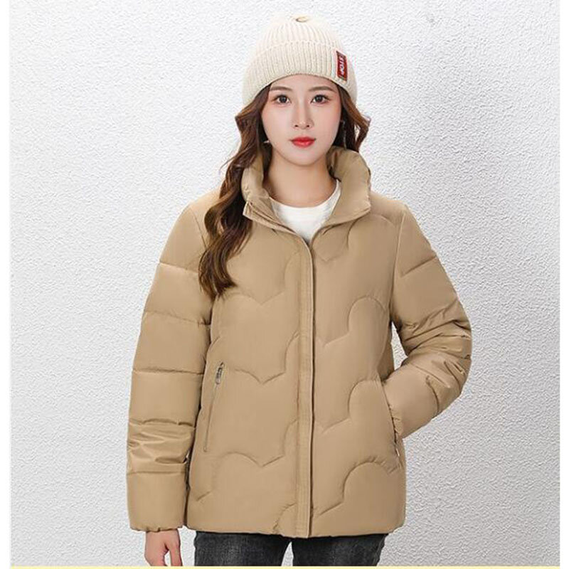 Новинка 2023, осенне-зимние корейские женские парки, Короткие свободные пуховые куртки со стоячим воротником, женское теплое пальто, женская верхняя одежда