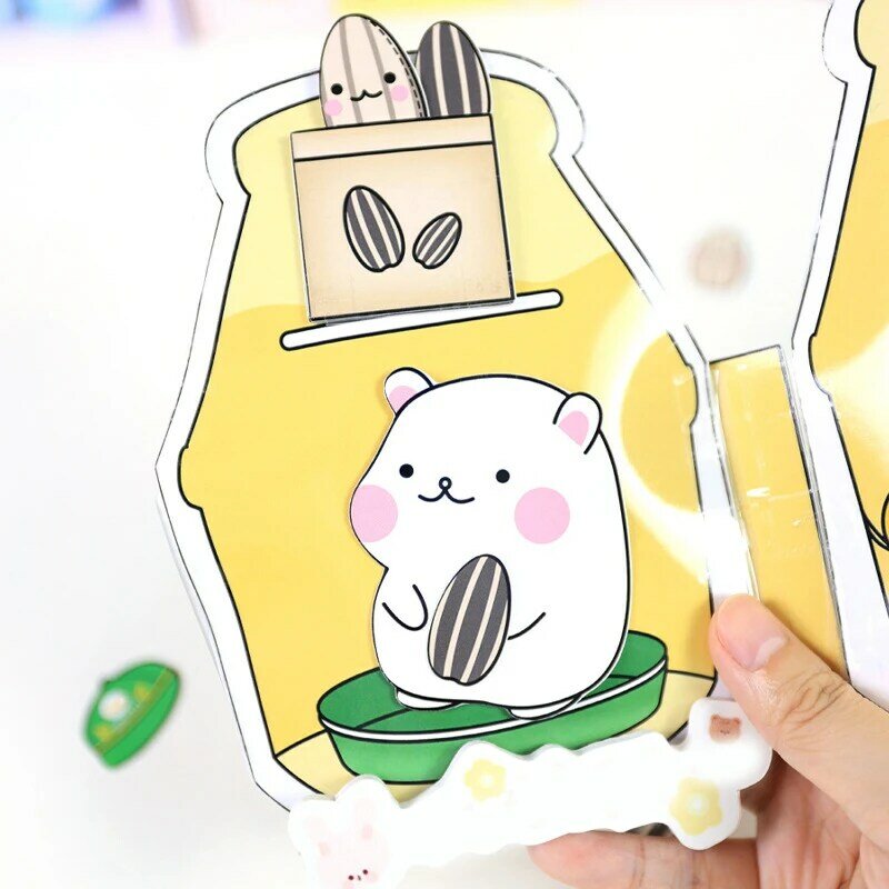 Hamster pisang susu tenang buku stiker dapat digunakan kembali buku DIY buatan tangan mainan pendidikan untuk anak-anak dekompresi mainan