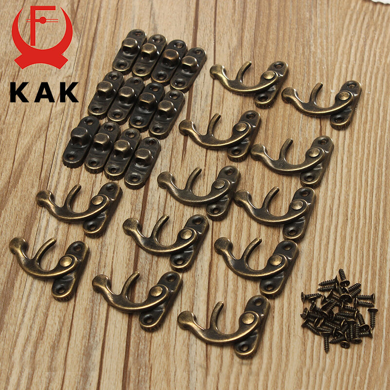 KAK-candado de hierro de Bronce Antiguo, 12 piezas, 34x28mm, gancho de cierre para Mini joyería, caja de madera con tornillos, herrajes para muebles
