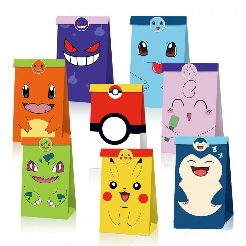Pokemon Halloween Süßigkeiten Geschenk box Anime Pikachu Kraft Papiertüte Jigglypuff Süßigkeiten Party Kraft Papiertüte Aufkleber niedlichen Kawaii Kind