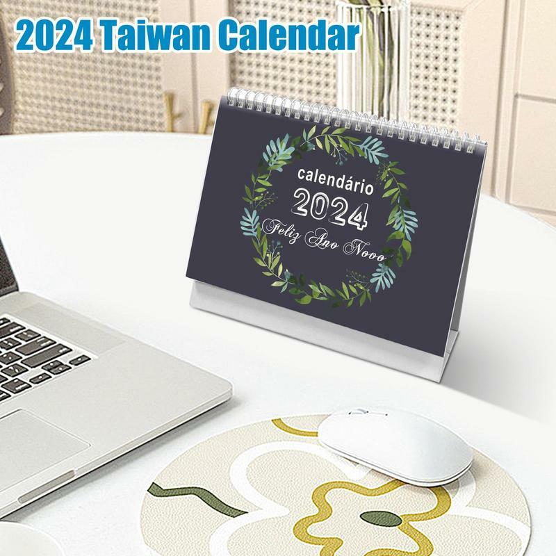 Portátil tabela paisagem calendário, calendário mensal, grosso e durável calendário de mesa para carro, casa, escola, 2024