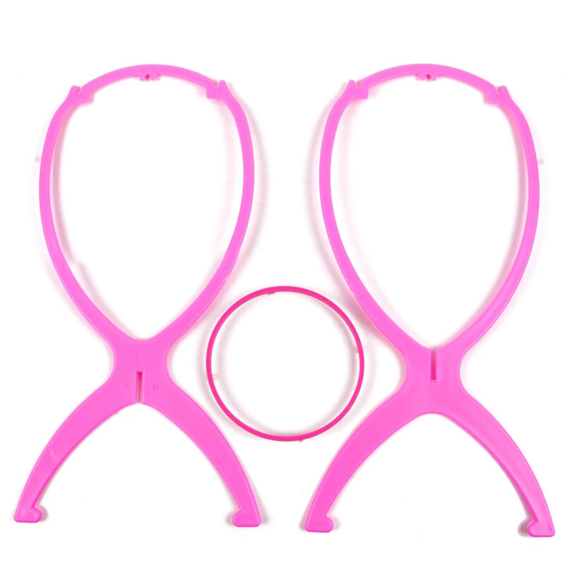 1PC Wig Display Stand Folding Wig Stand Plastic Wig Holders Stable Durable Wholesale Holder Display Tools Black Pink