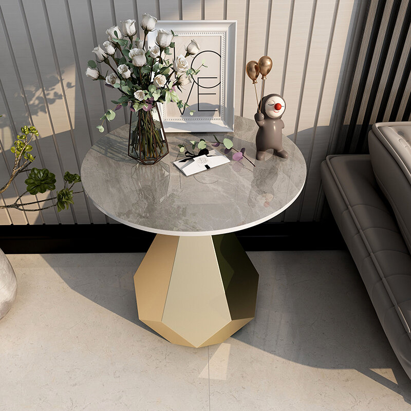 Tavolino da salotto tavolino da caffè rotondo in metallo piccolo di design in marmo tavolino da caffè in oro minimalista Mesa mobili nordici moderni