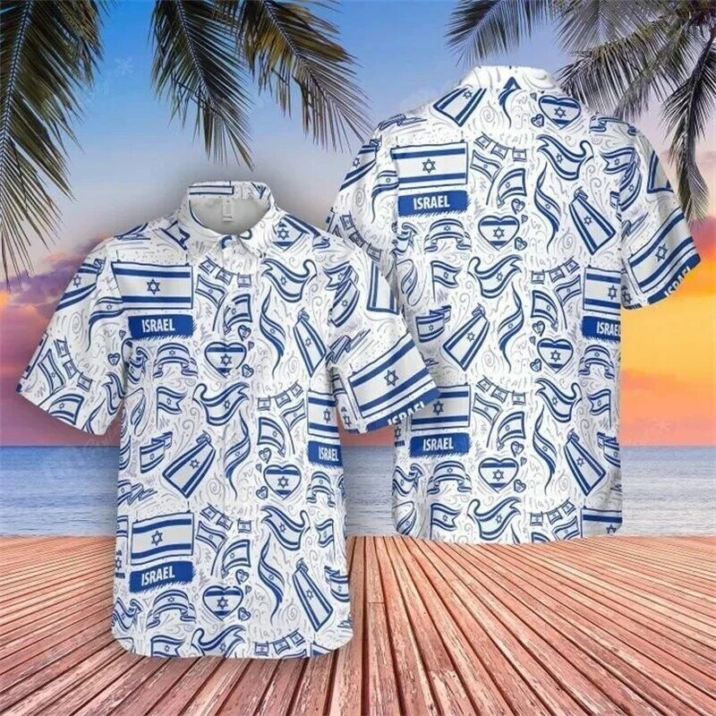 Гавайские рубашки с флагом, крутые рубашки с 3d принтом, мужские модные блузы, повседневные пляжные рубашки, летняя Мужская Дизайнерская рубашка с отворотом