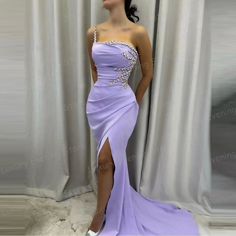 Elegante sereia vestido de noite feminino, apliques sem alças sexy, sem mangas vestidos de baile, Sweep Train, Luxo, 2022