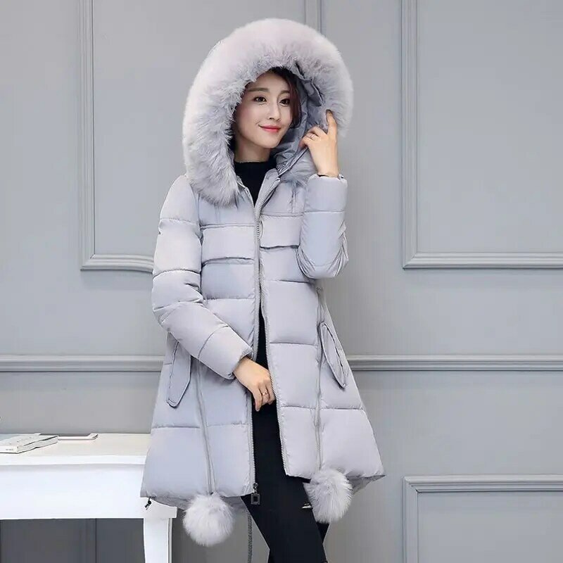 2023 nuove donne piumino di cotone giacca invernale femminile di grandi dimensioni addensare parka capispalla stile medio senza cappotto con collo di pelliccia