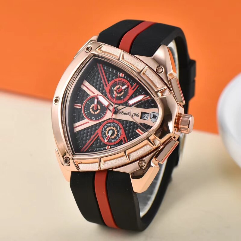 2024 Men's Multifunctional Chronograph Racing Style Watch Triangular Appearance Design