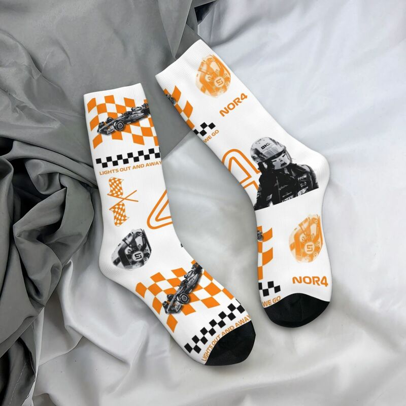 Модные мужские носки в стиле хип-хоп, носки с постерами лдо Норрис из полиэстера для автогонок, женские носки высокого качества, весна-лето-осень-зима