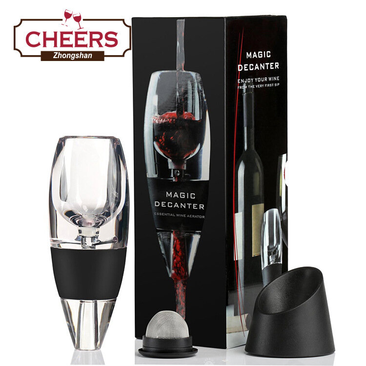 Clearสีแดงไวน์Sobering Aerator Pourer Magic Decanter Essential Wine Quick Aeratorไวน์กรองHopperชุดบาร์เครื่องมือ