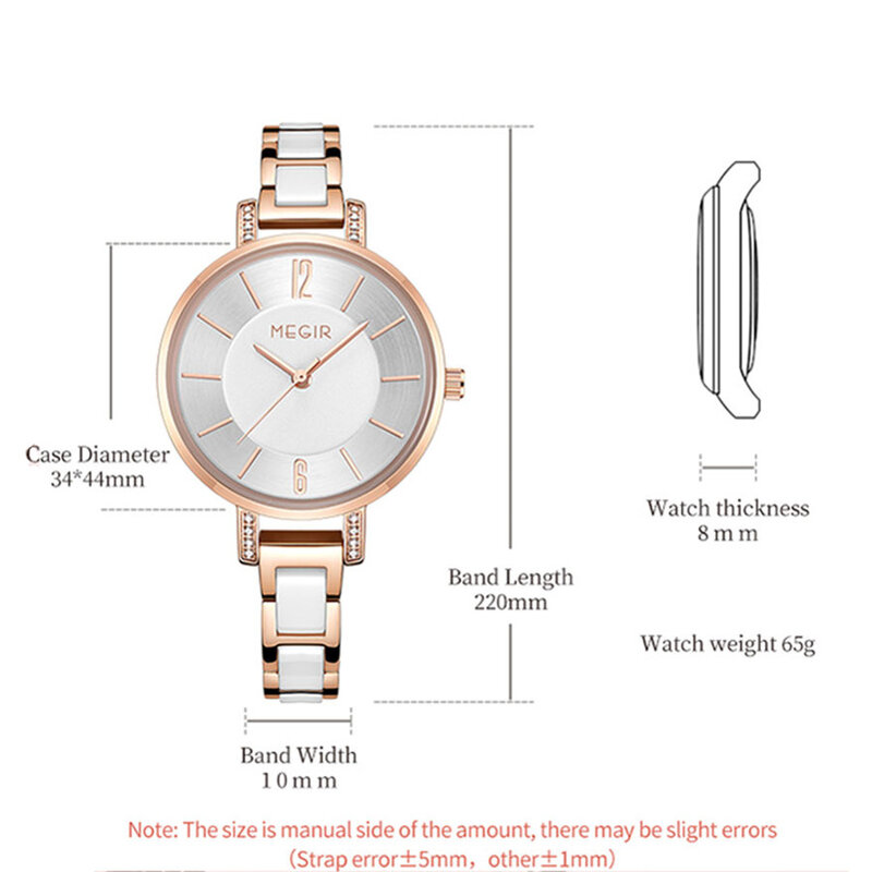 Megir-quartzo relógio para mulheres, marca de moda, casual, impermeável, esportes, para vestido