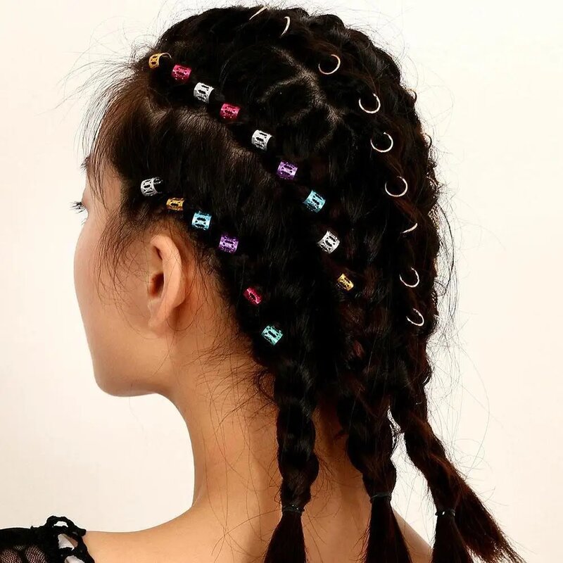 100 buah cincin rambut gimbal perak emas klip manset dapat disesuaikan jepit rambut kepang kotor jepit rambut anak perempuan aksesori rambut hiasan kepala