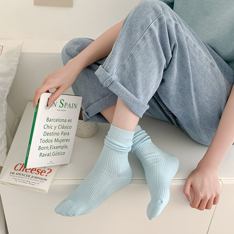Azul meias soild cor mulheres tornozelo meias harajuku acessórios senhoras tornozelo meias