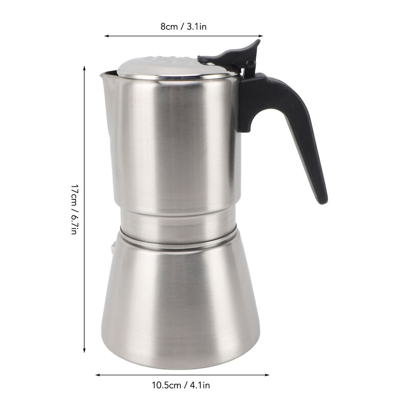 304 Roestvrijstalen Moka Pot Inductiekookplaat Koffiezetapparaat 4-6 Kopjes Kookplaat Koffieketel Voor Thuisgebruik