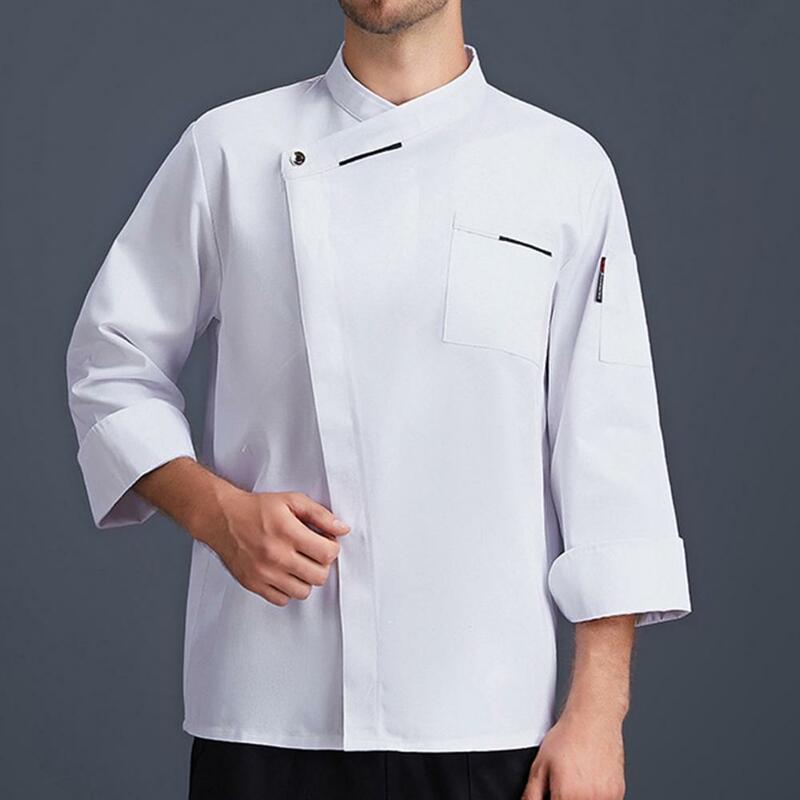 Форма шеф-повара с короткими рукавами и воротником на пуговицах, устойчивая к пятнам, впитывающая пот дышащая рубашка для официанта, форма для пекарни
