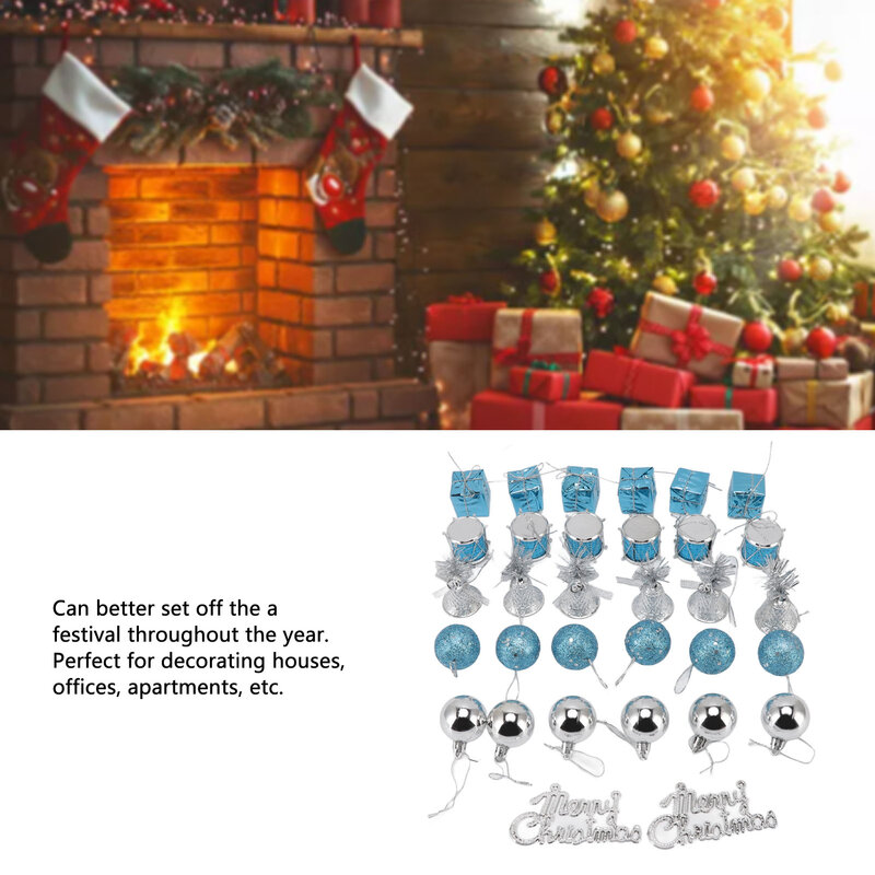 Dekorasi pohon Natal, 32 buah hiasan pintu gantung Set dekorasi rumah untuk dekorasi pesta DIY
