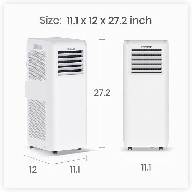 8,000 BTU Klimaanlage einfacher zu installieren, leise und 3-in-1 tragbare Wechselstrom, Luftent feuchter, Ventilator für Räume bis zu m², weiß