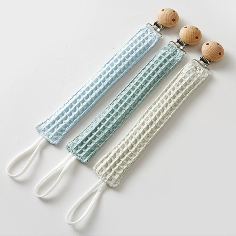 Handmade Baby Pacifier Chain with Beech Clip Newborn Teether Toy Holder