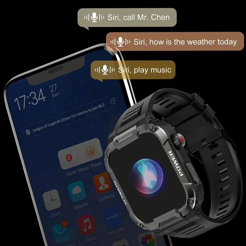Melanda 1.85 Outdoor Militaire Smart Watch Mannen Bluetooth Oproep Smartwatch Voor Android Ios Ip68 Waterdichte Sport Fitness Horloges
