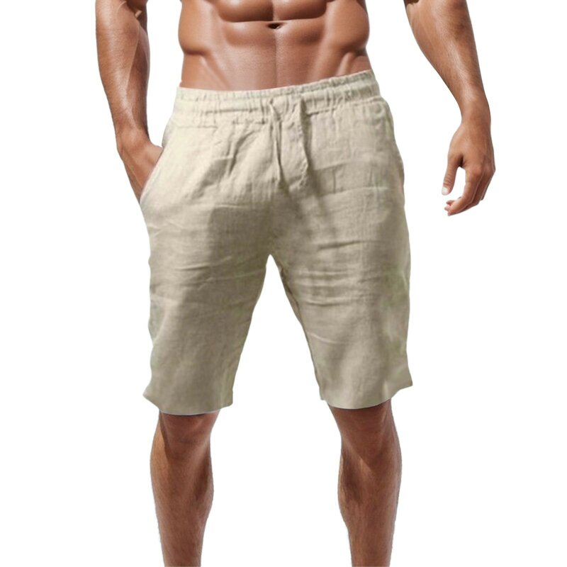 2024 nuovi pantaloncini di lino in cotone da uomo pantaloni corti in lino tinta unita traspiranti estivi maschili Fitness Streetwear S-3xl