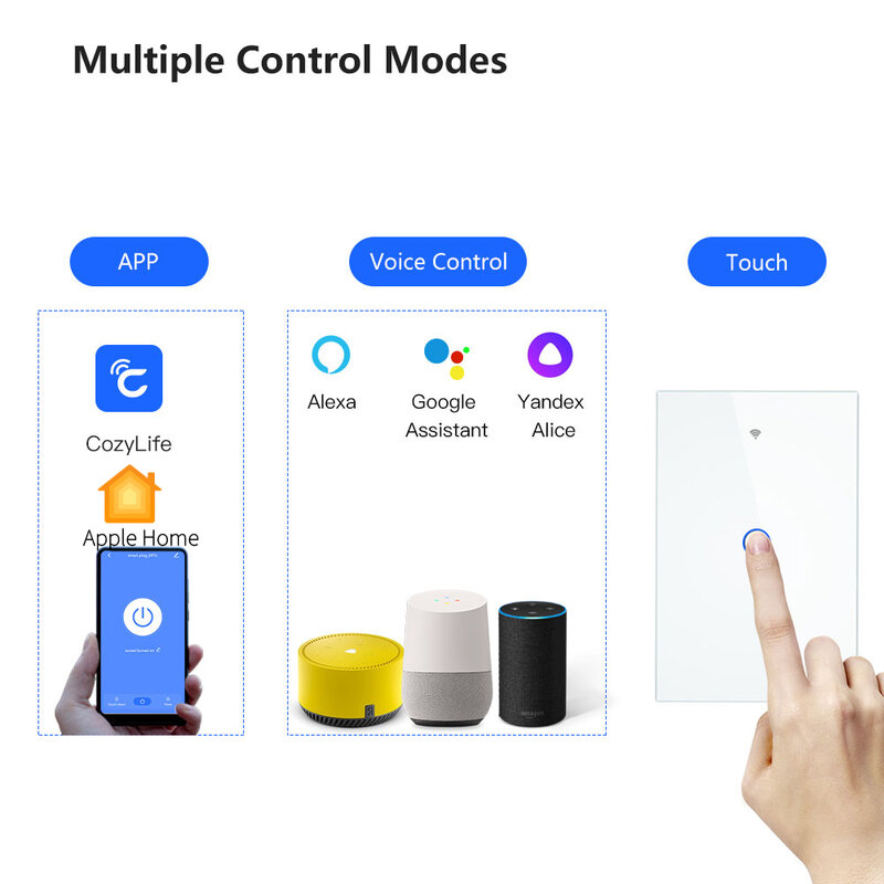 HomeKit WiFi Touch Schalter Für Licht, UNS 1/2/3 Gang Smart Timer Schalter App Remote Voice Control Arbeitet Mit Alexa Google Siri