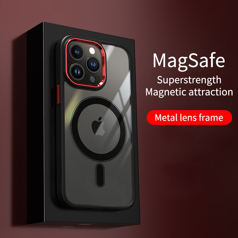Custodia per telefono HD trasparente di lusso per iPhone 14 13 12 11 15 Pro Max Funda Cover per cellulare antiurto con ricarica Wireless magnetica Magsafe