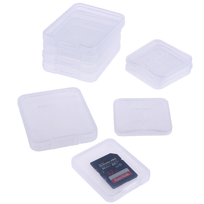 Caja de almacenamiento transparente para tarjeta de memoria, estuche protector Individual de plástico transparente, SD, TF, CF, 10 piezas