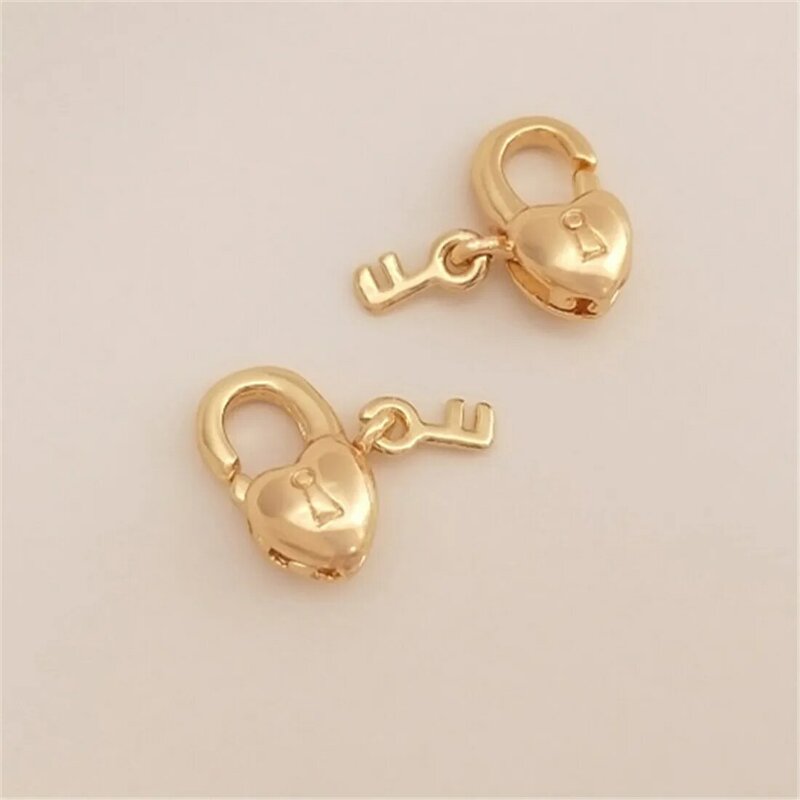 14K Gold Heart Lock Lobster Clasp Handmade Spring Clasp DIY Bracelet Necklace Jewelry Connection Finishing Accessories B911