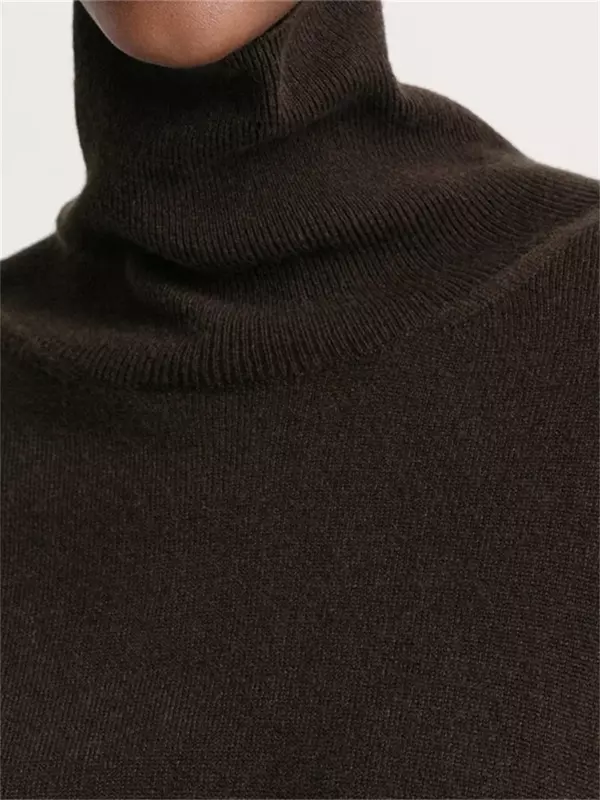 Suéter de gola alta de caxemira feminino, pulôver casual, solto, primavera, novo, 2024