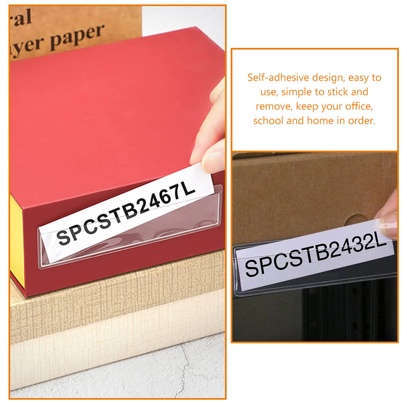 Estante de etiquetas transparente autoadhesivo impermeable, clasificación de almacenamiento, etiquetas de estantes de Pvc