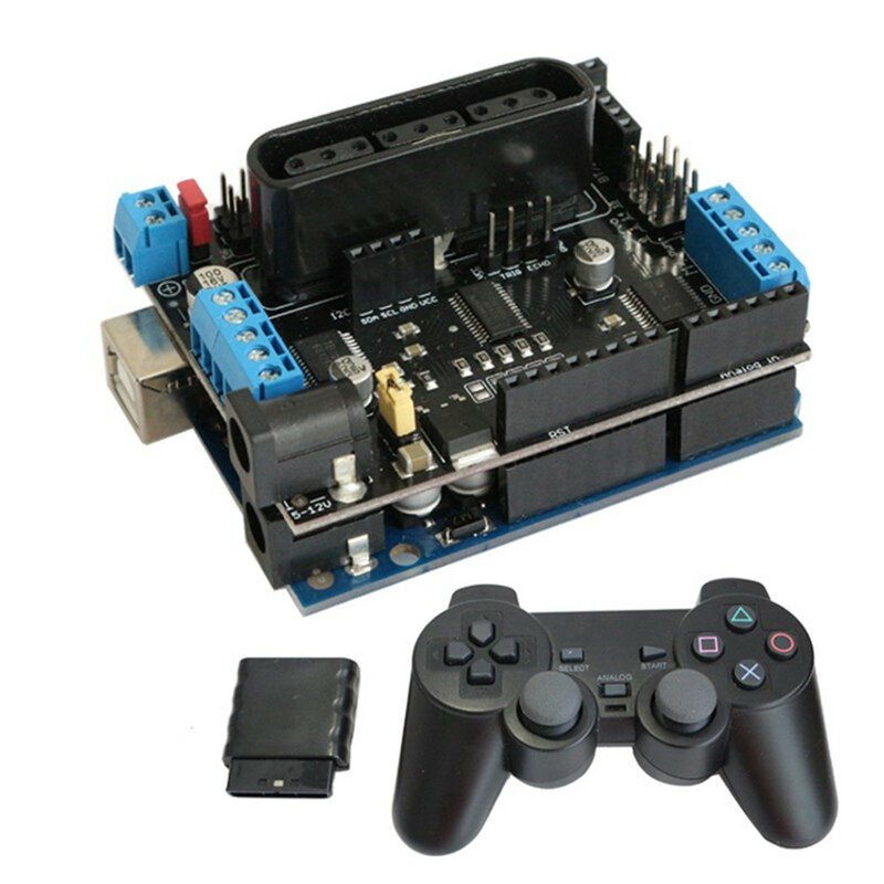 Arduino Escudo Placa de Expansão, 6-12V com 4 Canais Motors, Servos Portas, PS2 Joystick, Controle Remoto