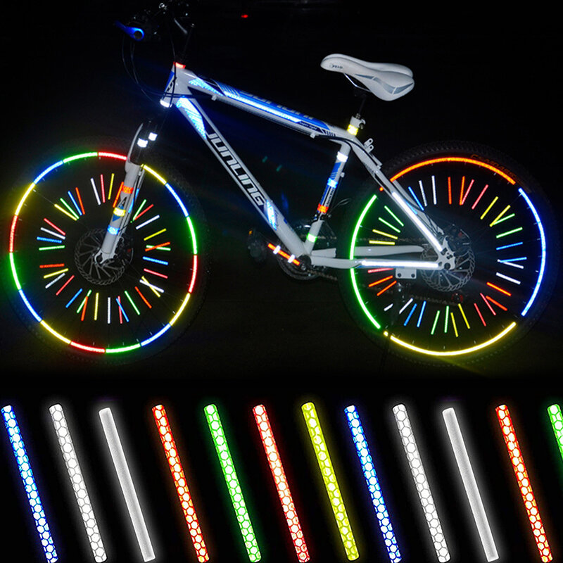 12 Buah Sepeda Bersepeda Sepeda Reflektif Roda Berbicara Reflektor Mount Klip Tabung Ban Keselamatan Peringatan Cahaya Sepeda Aksesori Dekorasi