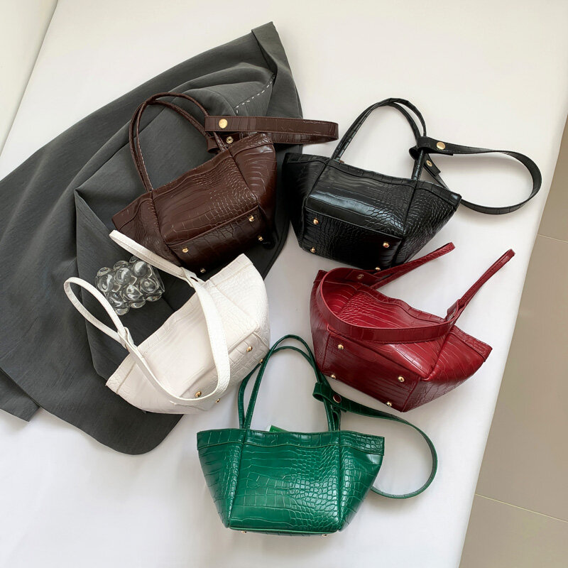 Черная крокодиловая сумка через плечо для женщин, брендовые дизайнерские женские сумки, Роскошная сумочка-мешок из искусственной кожи, тоут