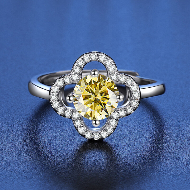 Joias แหวนอัญมณีสีเงินสำหรับผู้หญิง1CT รูปตัว D ที่มีสีสัน S925ของขวัญวันครบรอบที่สวยงามและทันสมัยเป็นตัวเลือกแรก