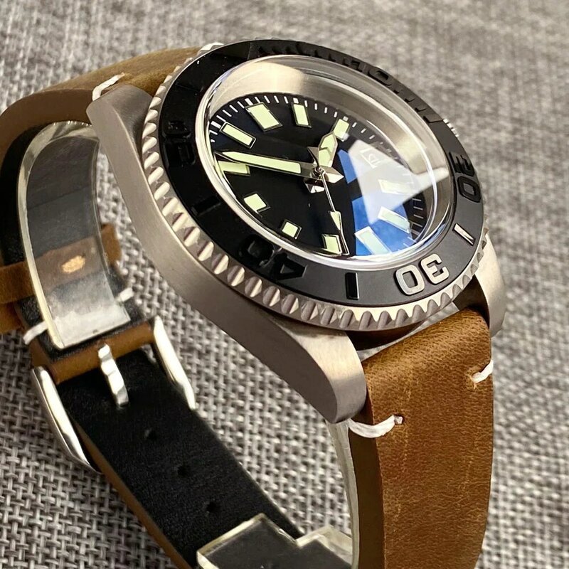 Titan Sub Dive mechanische Uhr für Männer ar Kuppel Saphirglas Relogio Masculino Vintage Lederband wasserdichte Uhr 40mm