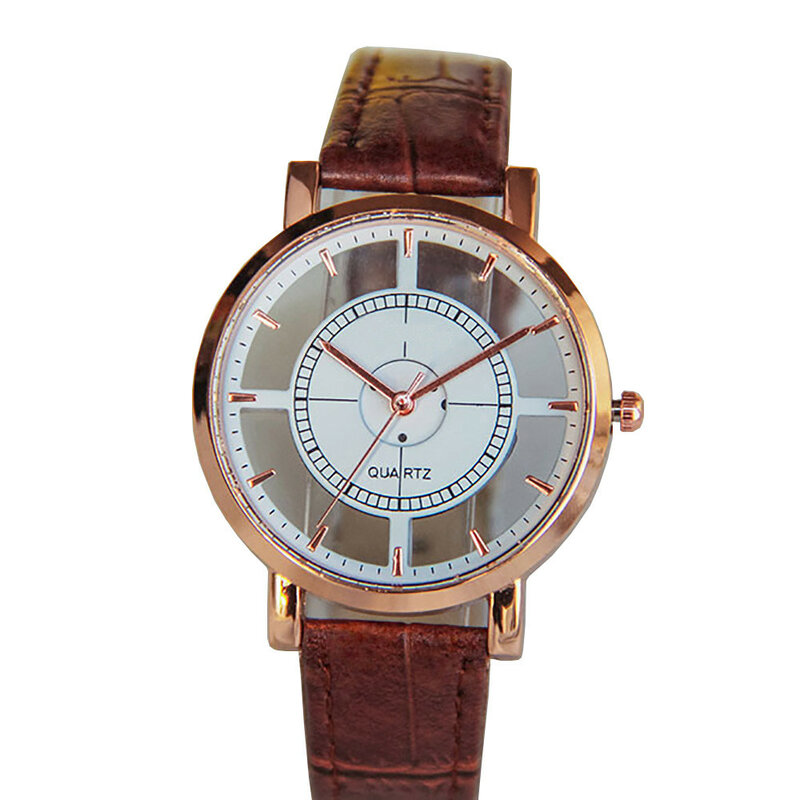 Damski zegarek kwarcowy z osobowością unikatowy stylowy podwójny zegarek z wycięciami, elegancki, klasyczny, kwarcowy zegarek na rękę