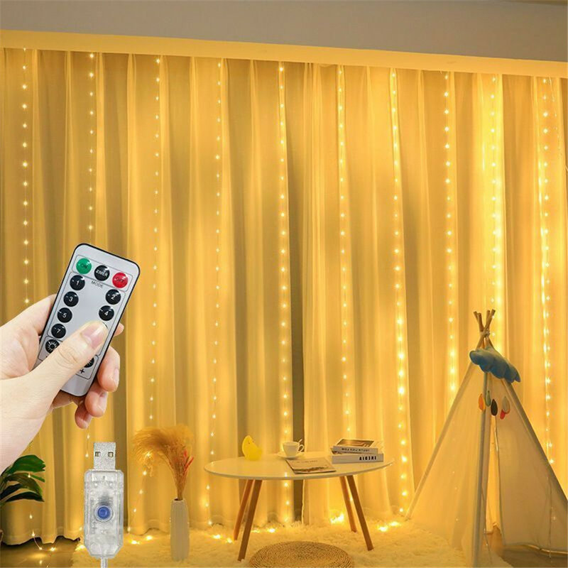 Guirxiété lumineuse LED USB avec télécommande, lampe de guirxiété de vacances dégradées, fête de Noël, salle de mariage, décoration de jardin, 8 modes