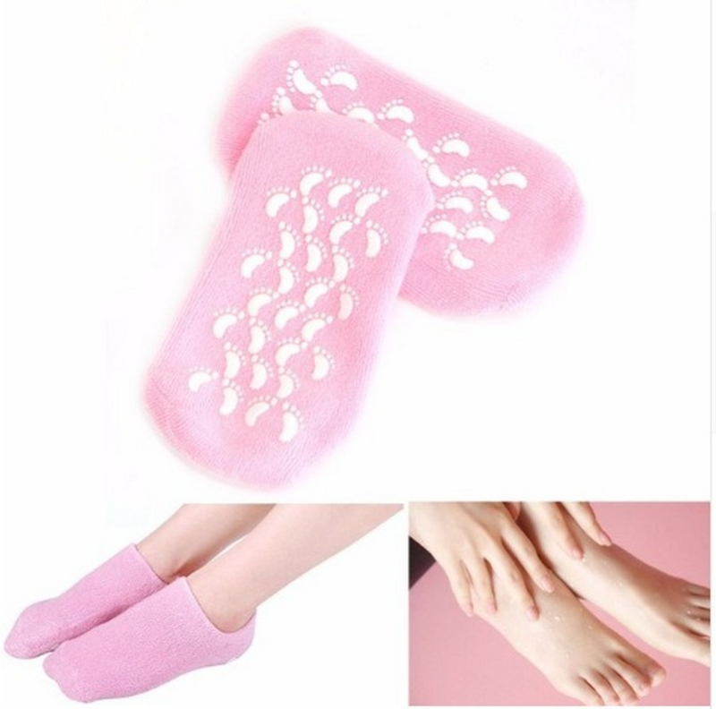 1 Paar Fußpflege Silikons ocken wieder verwendbare Spa Gel Socken & Handschuhe feuchtigkeit spendende Bleaching Peeling Samt glatte Schönheit Hand