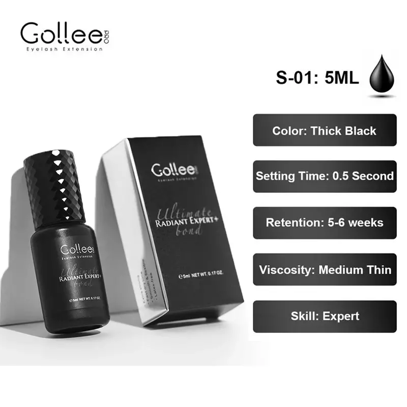 GOLLEE − Extensions de cils, séchage rapide, 0.5s, 10 pièces, hypoallergéniques, vente en gros