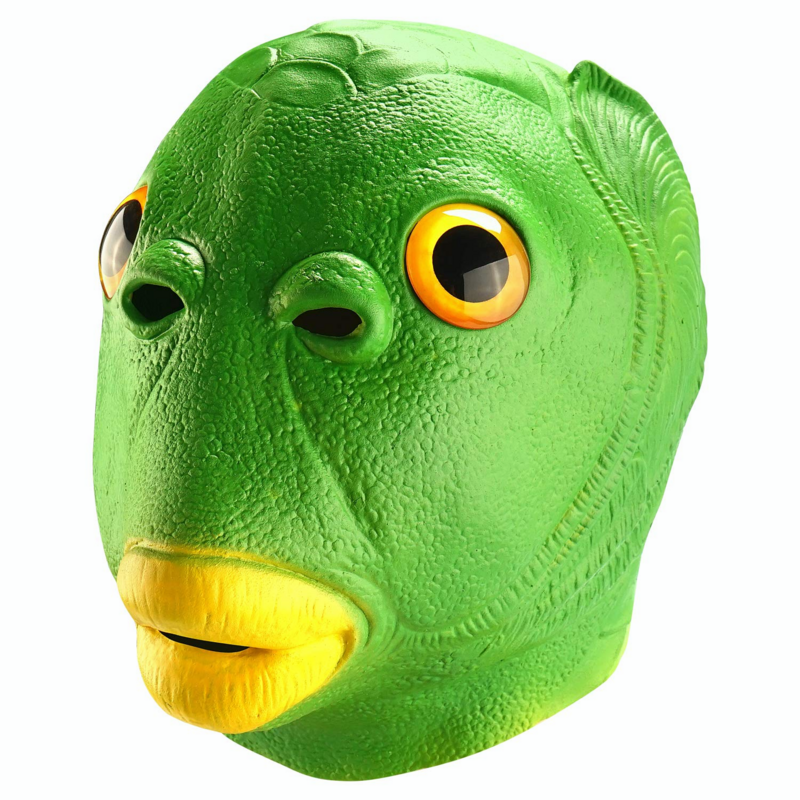 녹색 물고기 마스크 재미있는 마스크 라텍스 동물 얼굴 마스크, 할로윈 가장 무도회 파티 의상 변장 코스프레 연회 멋진 물고기 모자