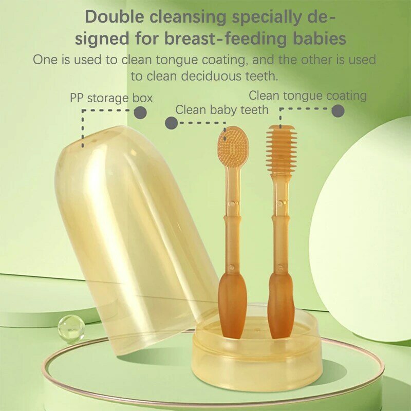 Cepillo de dientes de silicona para bebé, limpieza de recubrimiento de lengua, 0-18