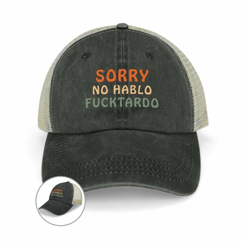 Maaf tidak ada Hablo Fuctardo topi koboi sarkastik lucu topi Trucker topi keras pria wanita