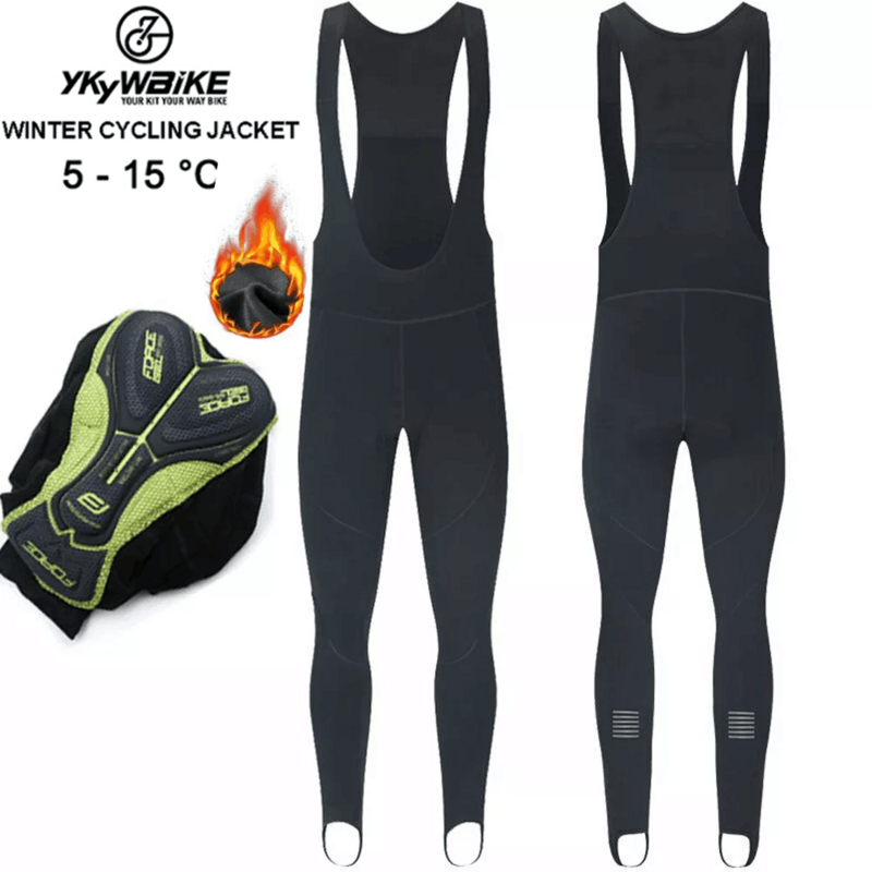 YKYWBIKE-Pantalones largos térmicos para bicicleta de montaña, mallas transpirables con almohadilla de Gel 3D, pantalones cortos para mantener el calor, invierno