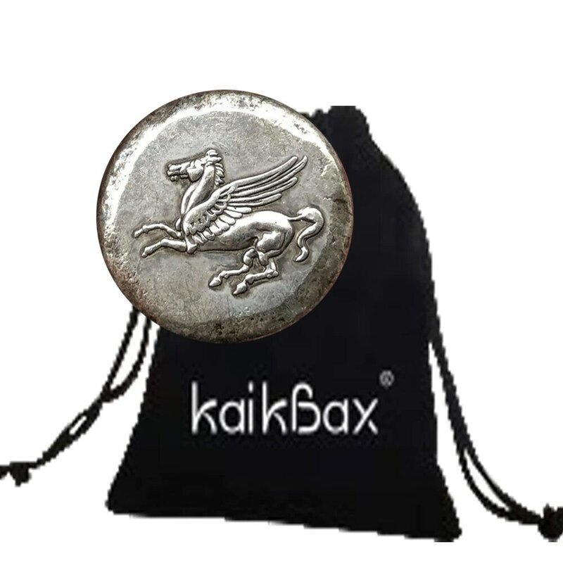 Lusso grecia cavallo con ali divertente 3D novità moneta d'arte/buona fortuna moneta commemorativa tasca divertente moneta + sacchetto regalo