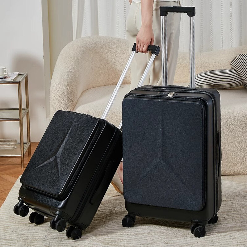 Moda wielofunkcyjny bagaż 24 "Port ładowania USB pudełko na podróż otwór z przodu kobiet 20" torba na pokład blokada hasła rozszerzające