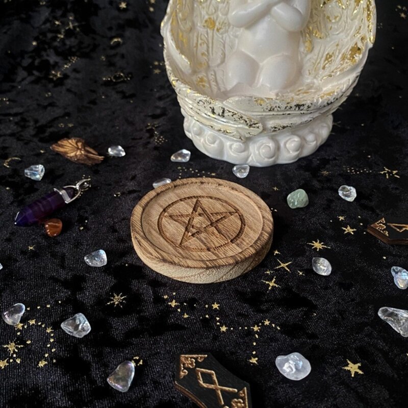 Dekorasi Seni Ruangan Kerajinan Ornamen Lilin Astrologi Pentagram Piring Lilin Dekorasi Tempat Lilin Meditasi Rumah