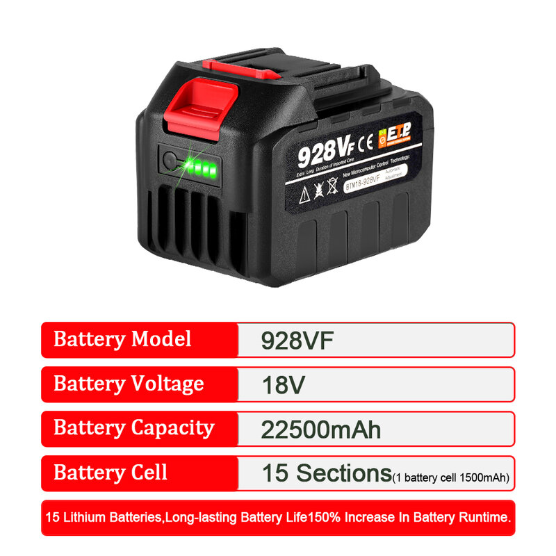 Bateria maior com carregador, Lithium Ion substituição recarregável para Makita, Brocas sem fio, Bateria 18V, BL1850, BL1830, BL1860