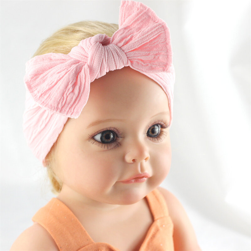 8 farben Kabel Bogen Baby Nylon Stirnband für Baby Mädchen Bowknot Headwear Kabel Turban für Kinder Twist Knoten Elastische Headwrap bebes